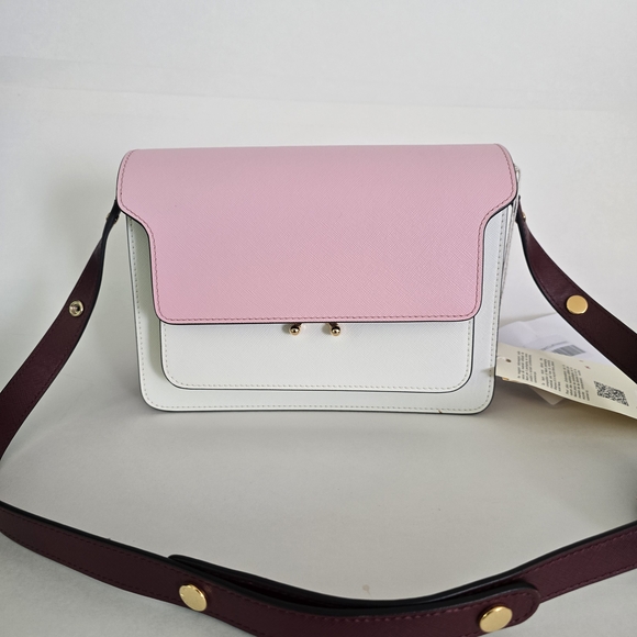 Marni Handbags - Marni Trunk Medium Crossbody Bag Pink White